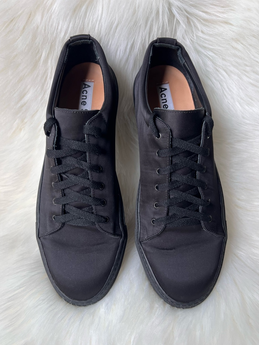 Acne Studios Mens Low Top Sneakers Sz 44 US Size 11 Satin Lace Up Casual Italy